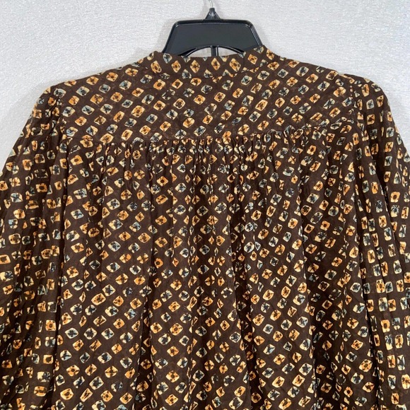 Anthropologie Button Up Womens Large Brown Polka Dot Kimono 3/4 Sleeve Casual - Picture 15 of 16